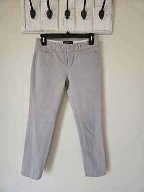 Banana Republic Slim Ankle Pants - Light Gray Geometric Print